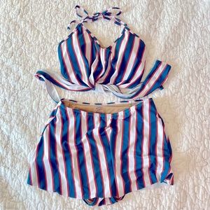 Kortni Jeane swim Tied-up top and skirt set medium